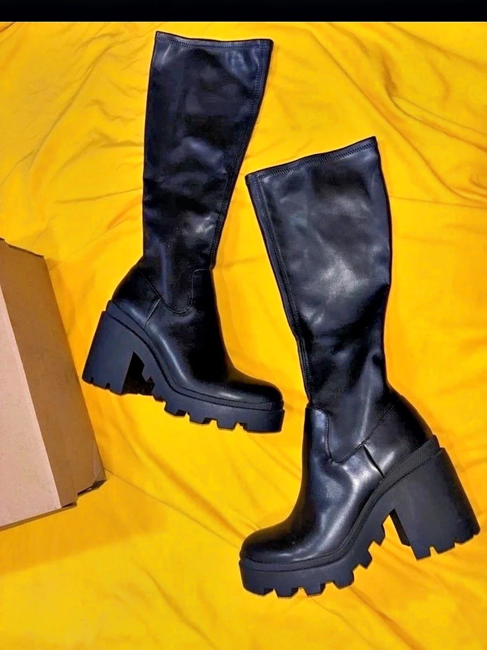 Steve Madden Roxanna Boot Over-the-Knee Lug Sole Boots Black US 9.5